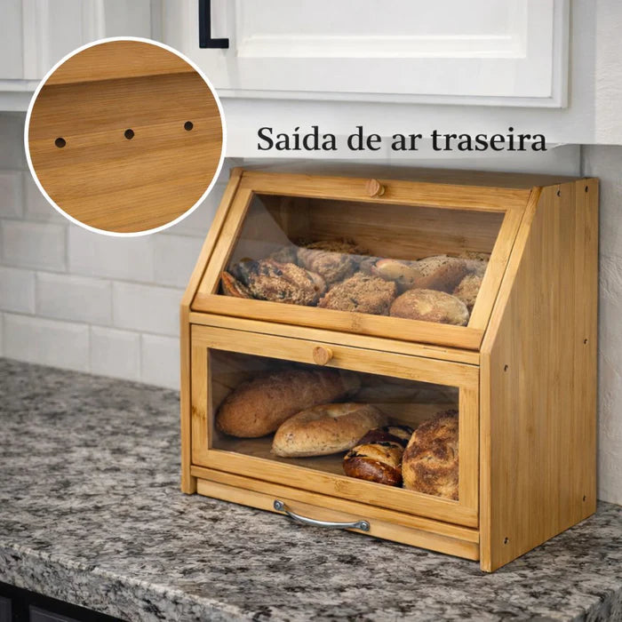 Porta Pão Premium com Tábua de Corte Integrada + Brinde Manteigueira