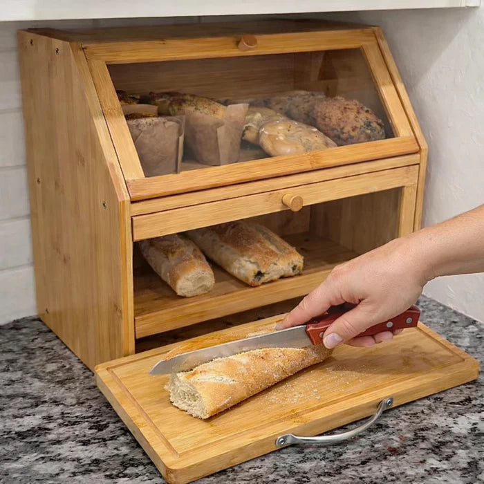 Porta Pão Premium com Tábua de Corte Integrada + Brinde Manteigueira