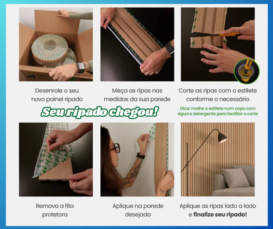Painel de Ripa Laminado Autocolante Auréon - Sofisticação e Conforto em Cada Detalhe 🔥Queima de Estoque🔥